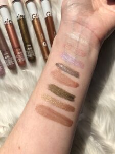 Glossier Lidstar swatches in direct sunlight